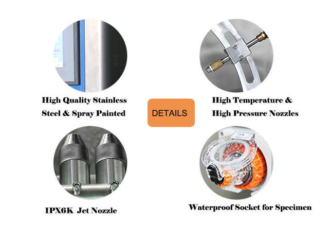 IPX6K9K-Wasser-Eintritt-Testgerät-Heißwasser-Spray-Edelstahl-Kammer 0