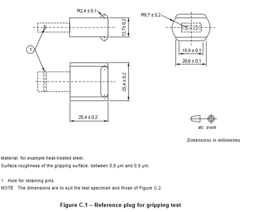 IEC 60884-1 Anhang B Alternative Greifer-Klammer-Greifer-Prüfvorrichtung für die Prüfung der Steckklammer 1