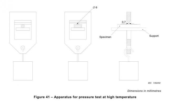 Abbildung 41-Schnur-Einrückungs-Apparat Iecs 60884-1 für Druckprüfung an der hohen Temperatur 0