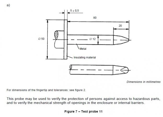 Finger-Test-Sonde 11 Iecs 60335-1 Klausel-22,11 steife mit Messbereich 0~75N 0